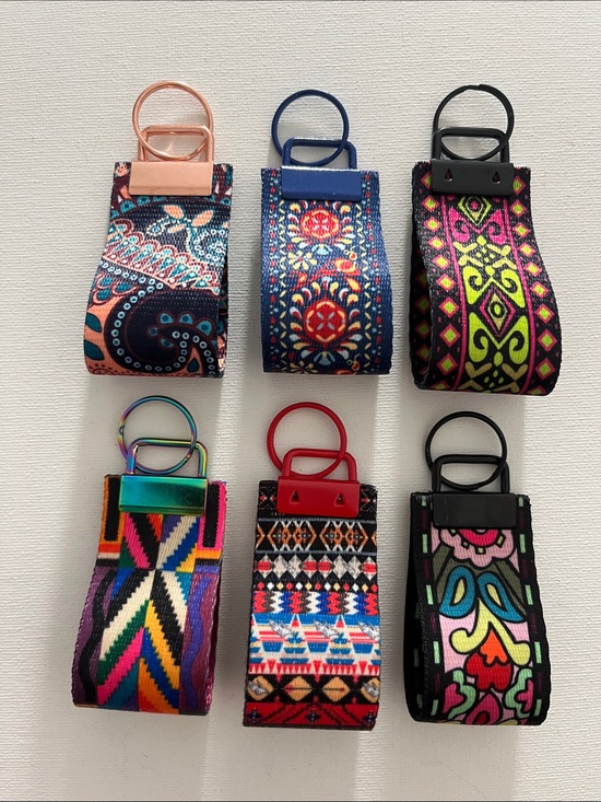 USA Made Accessories - 6 pc. Vibrant Patterned Purse Backpack Tassels Mini Key Fobs Gifts Fundraising